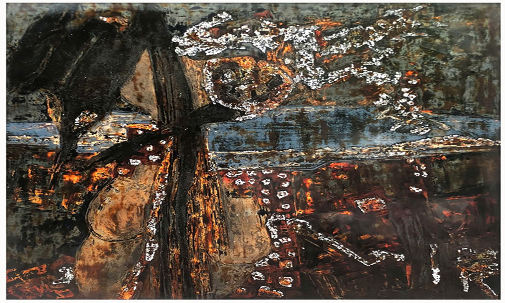 Nguyễn Thu Hằng- Nốt trầm, Sơn mài, 90x90cm