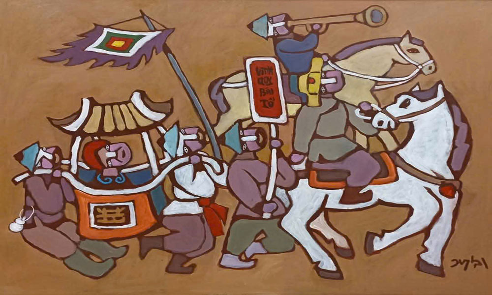 Duy Lập- Vinh quy bái tổ, Sơn dầu, 119x165cm